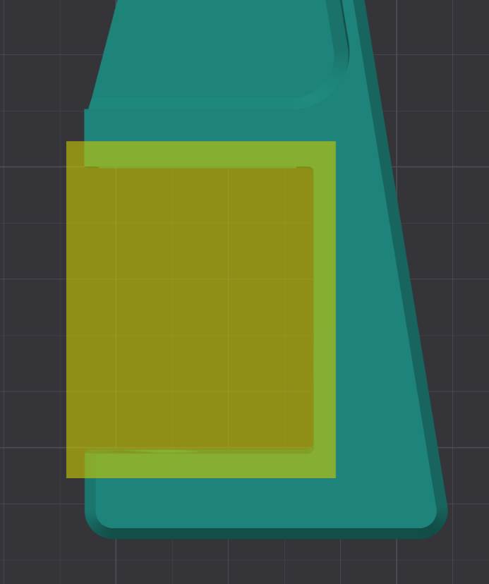 Slicer view of the table clamp with the square modifier applied, showing the 100% concentric infill around the inner edge